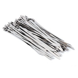 50 Bridas de Metal Resistentes de Acero Inoxidable de 8 Pulgadas, Envoltura de Escape Multiusos, Bridas para Cables con Bloqueo Automático Recubiertas para Maquinaria, Vehículos,