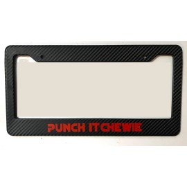 Punch it Chewie - Carbon Fiber with RED  Automotive License Plate Frame