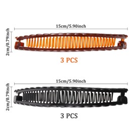 WILLBOND 6 Pieces Banana Hair Clip Clincher Combs Clip Fishtail Fish Shape Hair Clip Ponytail Banana Clip Accessory for Women Hair(Black, Brown)