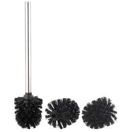 BadeStern Accessories for Toilet Brush Attachment: Toilet Brush with Stainless Steel Handle and 3 Attachments with Diameter 7.5 cm, Black (Toilet Brush 7 cm Diameter)