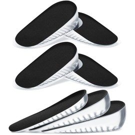 Jadive 2 Pairs 1cm Gel Height Increase Insole Shock Absorption Heel Cushion Pad Invisible Heel Lifts Insert for Men Women
