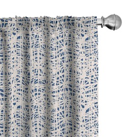 Ambesonne - Cortinas étnicas para ventana, diseño de cuadrícula estilo acuarela, diseño hippie folk batik, decoración ligera, juego de 2 paneles con bolsillo para barra, par de 28 x 95 pulgadas, azul azul azul