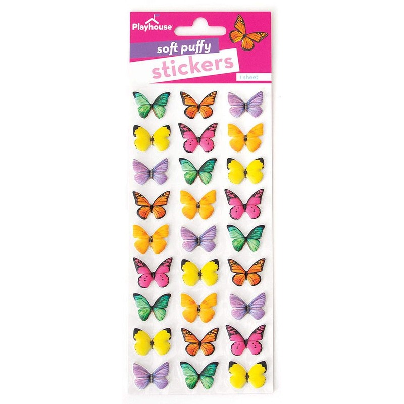 Playhouse Soft Puffy 27-Piece Sticker Sheet for Crafts, Trading &
