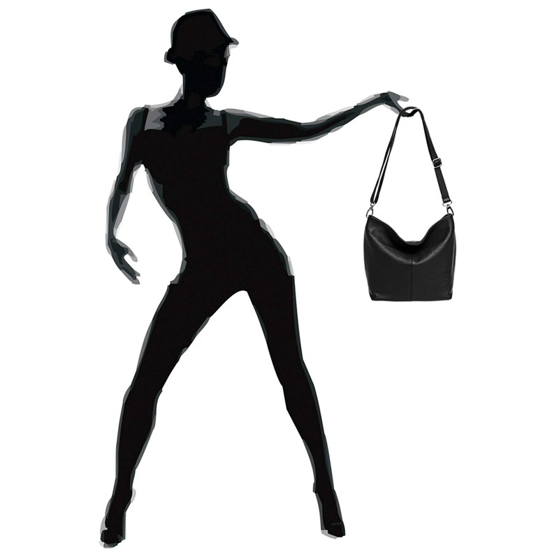 Caspar TL803 Women's Classic Elegant Leather Handbag - Black -