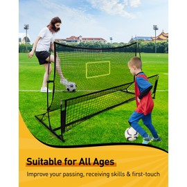 Soccer Rebounder 2In1, Large(7.2’x4’) & Small(7.2’x4’) Dual-Sided Soccer Rebound Net With 2Pcs Adjusted Freely Target, 6Pcs Metal Stakes & Carry Bag, Suitable for All Ages Team or Solo Soccer Training
