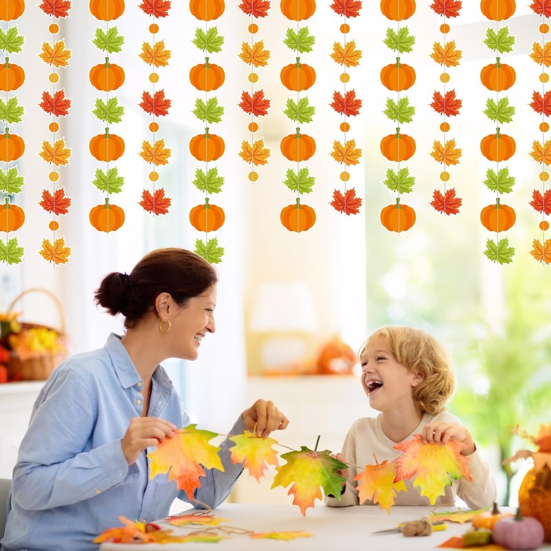 MARFOREVER 41 Ft Thanksgiving Fall Hanging Banner, Pumpkin Maple Leaf