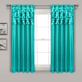 Lush Decor Circle Dream Window Curtains Panel Set for Living, Dining Room, Bedroom (Pair), 54"W x 63"L, Turquoise