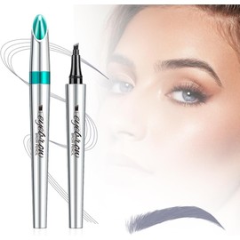 Lápiz de Cejas Microblading 3D 2026 Nuevo (Paquete de 2), Pluma Precisa con 4 Puntas Mágicas, Impermeable, Trazos Finos para Contorno y Efecto Natural (2 Pcs gris)
