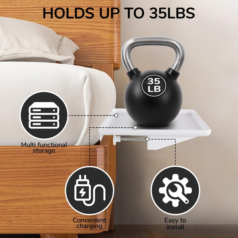 Bedside Shelf for Bunk Beds & Top Bunk, Clip On