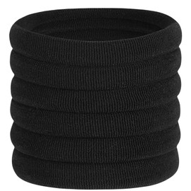 CENTSTAR 60 Pcs 2 Inch Black No Damage Hair Ties for Women Thick Hair, Large Soft Seamless Nylon Fabric Elastic Hair Ties Ponytail Hair Holders Hair Elastics Hair Band for Women