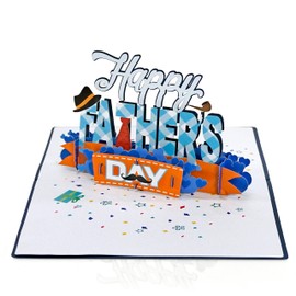 CUTPOPUP Fathers Day Card Pop Up, Father's Day, Thank You, Birthday 3D Greeting Card for Husband, Son, Dad, Grandpa (Happy Father's Day Text Hat)