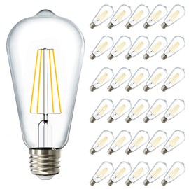 Sunco 30 Pack Edison Bulbs LED ST64, Clear Vintage Filament Waterproof Bulb, 800 LM, 8W (60W Equivalent), 4000K Cool White, E26 Medium Base, Decorative Dimmable UL.