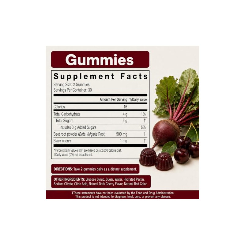Country Farms Bountiful Beets Gummies, Circulation Superfood, Promotes Energy and