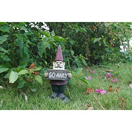 Hi-Line Gift 75616-N Gnome Holds Go Away Sign Statue
