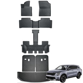 Topraco Floor Mat fit for Kia Sorento Accessories 2021-2025 2026 6&7 Seats (Not for Hybrid) Backrest Mat Cargo Liner All Weather Protection Floor Liners
