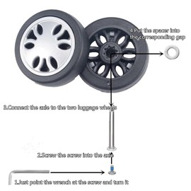 Biafiog 8pcs Luggage Wheels Replacement Kit,Dia 2in/50mm Thick 0.47in/12mm Rubber Mute Caster Replacement Suitcase Easy to Use A