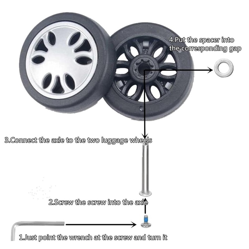 Biafiog 8pcs Luggage Wheels Replacement Kit,Dia 2in/50mm Thick 0.47in/12mm Rubber