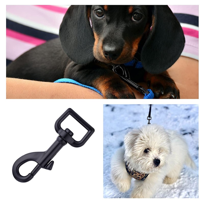 Swivel Eye Bolt Snap Hooks - Black Heavy Duty Dog