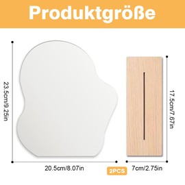 KUIZHEN Acryl Schminkspiegel, 2er Set Kosmetikspiegel mit Holzsockel Rahmenlose Unregelmäßiger Dekorative Kosmetik Tischspiegel für Schlafzimmer Wohnzimmer Hotels Zimmer Deko