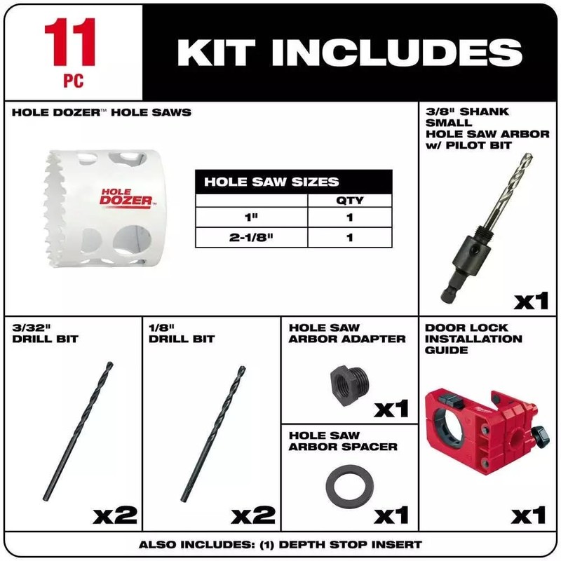 for Milwaukee 49-22-4073 Bi-Metal Door Lock Installation Hole Dozer Hole