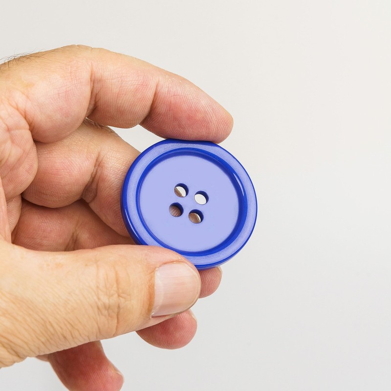 Clothing Buttons, 6 Pieces 4 Hole Diameter 40.6mm Blue Polyester