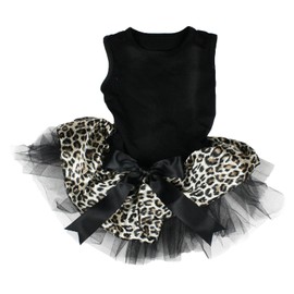 Petitebella Black Shirt Leopard Tutu Puppy Dog Dress (Small)