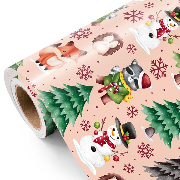 WRAPAHOLIC Animals Christmas Wrapping Paper Roll - Mini Roll -
