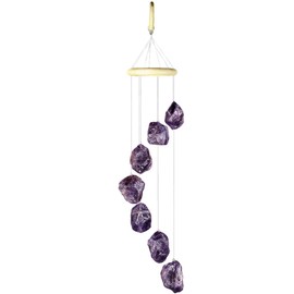 mookaitedecor Amethyst Stones Rough Crystals Wind Chimes for Home Garden Decoration 17-21 Inches