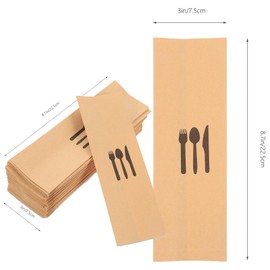 Silverware Bags, 100-Pack Disposable Kraft Paper Cutlery Sleeves for Flatware, Utensil Holders for Wedding Party Events, Cabinet Drawer Storage Organizer for Kitchen, Bakers & Catering
