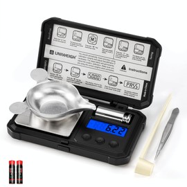 UNIWEIGH Milligram Scale 50g/0.001g High Precision,Digital mg Scale with LCD/Tare,6 Units Jewelry Scale,Micro gram Scale for Powder,Coins,Gold,Reloading Scale,Included Cal Weight,Batteries