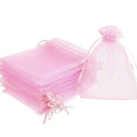Time to Sparkle 25 Pieces Pouches Organza Gift Bags Oragnza Wedding Favour Bags Jewellery Packing (Baby Pink, 5x7cm)