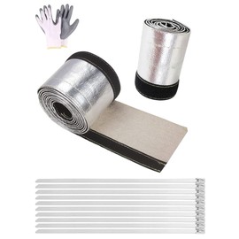Alioncar Heat Shroud Aluminized Sleeving Heat Shield fuel line wire heat sleeve for Ultimate Heat Protection Hose Wire Sleeving, 1-1/2" I.D.x 10FT with 10PCS Stainless Steel Cable Metal Ties-Silve