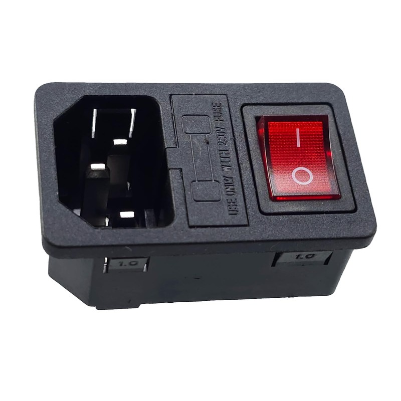 IEC Connector C-14 with Red Switch and Fuse 10A/250V