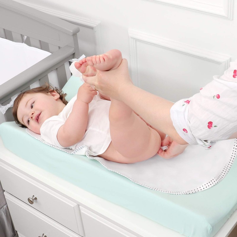 TILLYOU Waterproof Changing Pad Liners 6 Pack, 100% Cotton Reusable