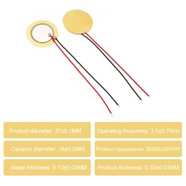 Piezo Element Discs, Acoustic Pickup Piezo Discs with Cable Wire, Piezo Elements Summer Acoustic Pickup, 20 Pieces Piezo Amplifier, for Watches, Acoustic Guitars, Electronic Doorbells