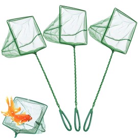 Yuiturt 3PCS Fish Tank Net, Aquarium Fishing Net 25.5CM Plastic Handle, Fish Tank Quick Catch Mesh Kids Fishing Net, for Catching Small Fishes or Debris (Green)
