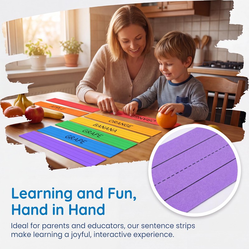 120 Count Colored Sentence Strips Cardstock for Teachers Classroom 3"