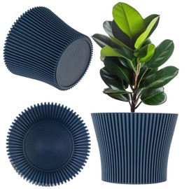 KADAX Small Plastic Flower Pot, Succulent and Herb Planter, Modern Planter for Indoor and Outdoor Use (Dark Blue, 11.5cm)