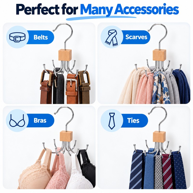 360° Rotating Belt Hanger for Closet Storage – Multi-Use Organizer