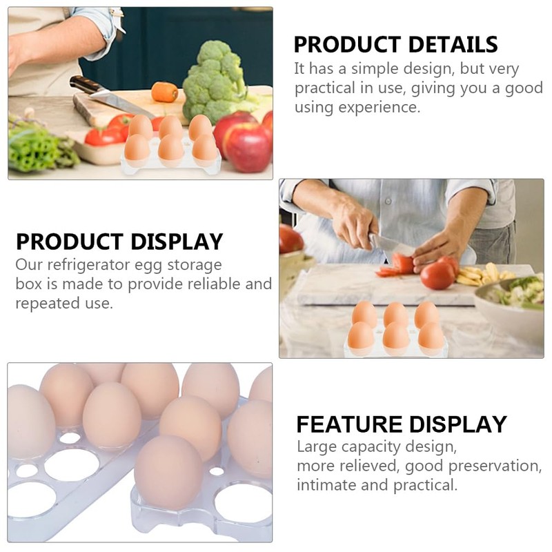 Operitacx Pack of 2 Egg Containers for Refrigerator, 6 Grid