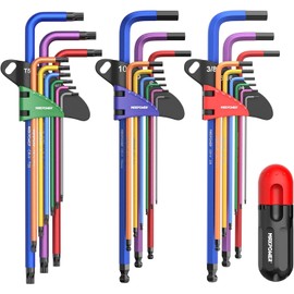 MAXPOWER Allen Wrenches Sets, 27-Piece Allen Key Wrench Set Includes SAE (1/6-3/8"), Metric (1.5-10mm), Torx (T10-T50), Extra Long Arm Ball & Torx End Hex Key Set with T-Handle