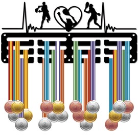 CREATCABIN Tennis Medal Holder Medal Hanger Medal Rack Display Hanging Awards Wall Mounted Room Decor 3 Lines Design Hold 60+ Medals for Tennis Player Race Competition Winner Medalist 11.4x5.1 Inch