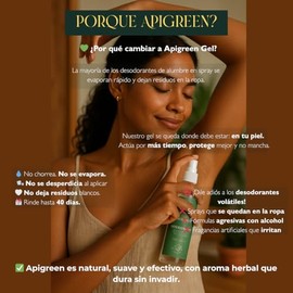 Apigreen Desodorante Natural en Gel – Protección sin Aluminio, pH Balanceado – 125 ml | Aroma Lavanda o Hierbabuena | Vegano y Sin Químicos Agresivos (125 ml, Hierbabuena)