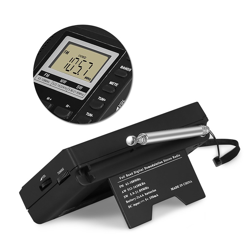 VBESTLIFE Portable Mini Radios FM/MW/SW Receiver w/ Digital Alarm Clock