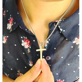 AJRUIER Cross Chain Necklace Women Men Gold/Silver Stainless Steel Cross Chain Men's Chain with Cross Pendant Necklace Jesus Religious Jewellery for Men Pendant, Titanium steel