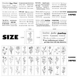 SUGERU® 54 Sheets Realistic Temporary Tattoos, Erasable Durable Waterproof Fake Tattoos, Pack of 24 Inspirational Quotes Words + 30 Flowers Ink Line, Tattoos for Sticking on Adults, Women, Children