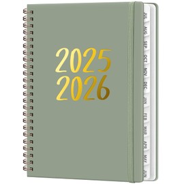 Planner 2025-2026, Academic Year Monthly and Weekly Calender Planner 6.3" x 8.5" - 12 Months (Jul 2025 - Jun 2026), Hardcover Spiral Bound School Teacher Student Planner with monthly Tabs-GREEN