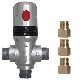 Atmama Three-way Thermostatic Mixing Valve,1/2NPT Connections,Solid Brass