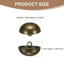 sourcing map 5pcs Half-Domed Metal Sewing Buttons, 20mm / 3/4" Half Round Mushroom Pearl Cap Metal Buttons with Shank for Blazer Suit, Coat, Jacket Cloth Garment Decoration, Bronze