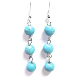 Howlite triple bead drop earrings